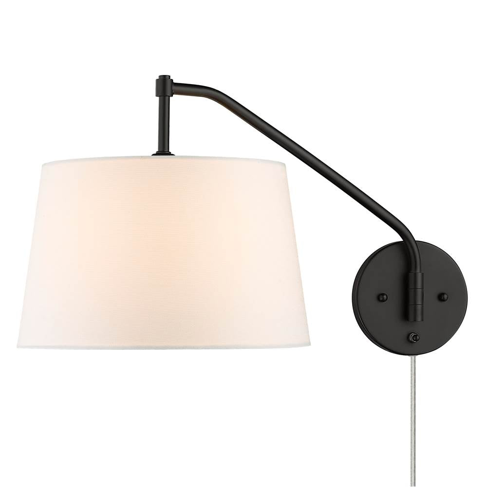 Golden Lighting 3694-A1W BLK-MWS Matte Black Wry Lighting Ryleigh 1-light Swing Arm Wall Lamp In Matte Black And Modern White Shade Image 6