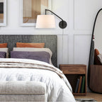 Golden Lighting 3694-A1W BLK-MWS Matte Black Wry Lighting Ryleigh 1-light Swing Arm Wall Lamp In Matte Black And Modern White Shade Image 3