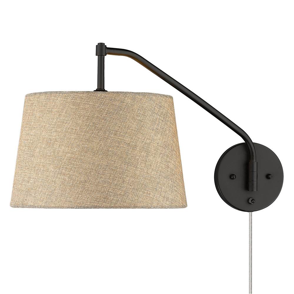 Golden Lighting 3694-A1W BLK-NS Matte Black Wry Lighting Ryleigh 1-light Swing Arm Wall Lamp In Matte Black And Natural Sisal Shade Image 6