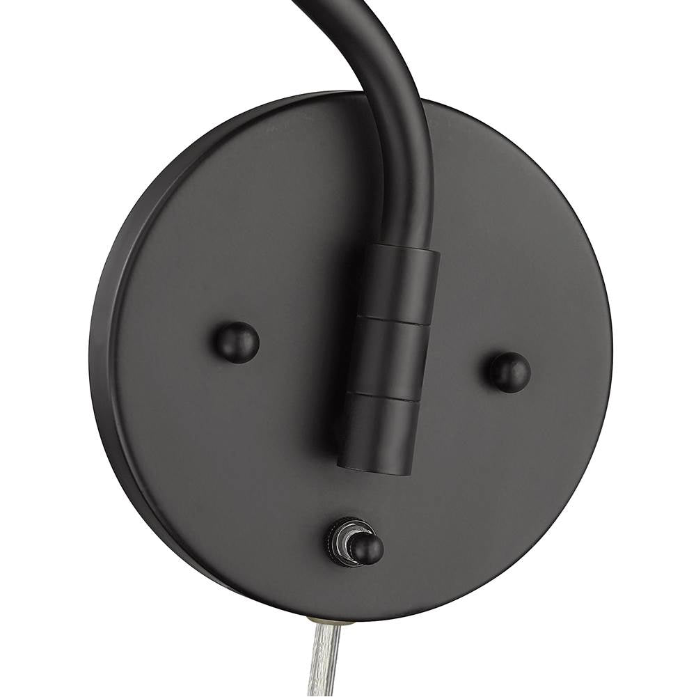 Golden Lighting 3694-A1W BLK-NS Matte Black Wry Lighting Ryleigh 1-light Swing Arm Wall Lamp In Matte Black And Natural Sisal Shade Image 4