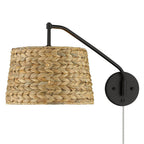 Golden Lighting 3694-A1W BLK-WSG Matte Black Wry Lighting Ryleigh 1-light Swing Arm Wall Lamp In Matte Black And Woven Sweet Grass Shade Image 6
