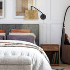 Golden Lighting 3694-A1W BLK-WSG Matte Black Wry Lighting Ryleigh 1-light Swing Arm Wall Lamp In Matte Black And Woven Sweet Grass Shade Image 3