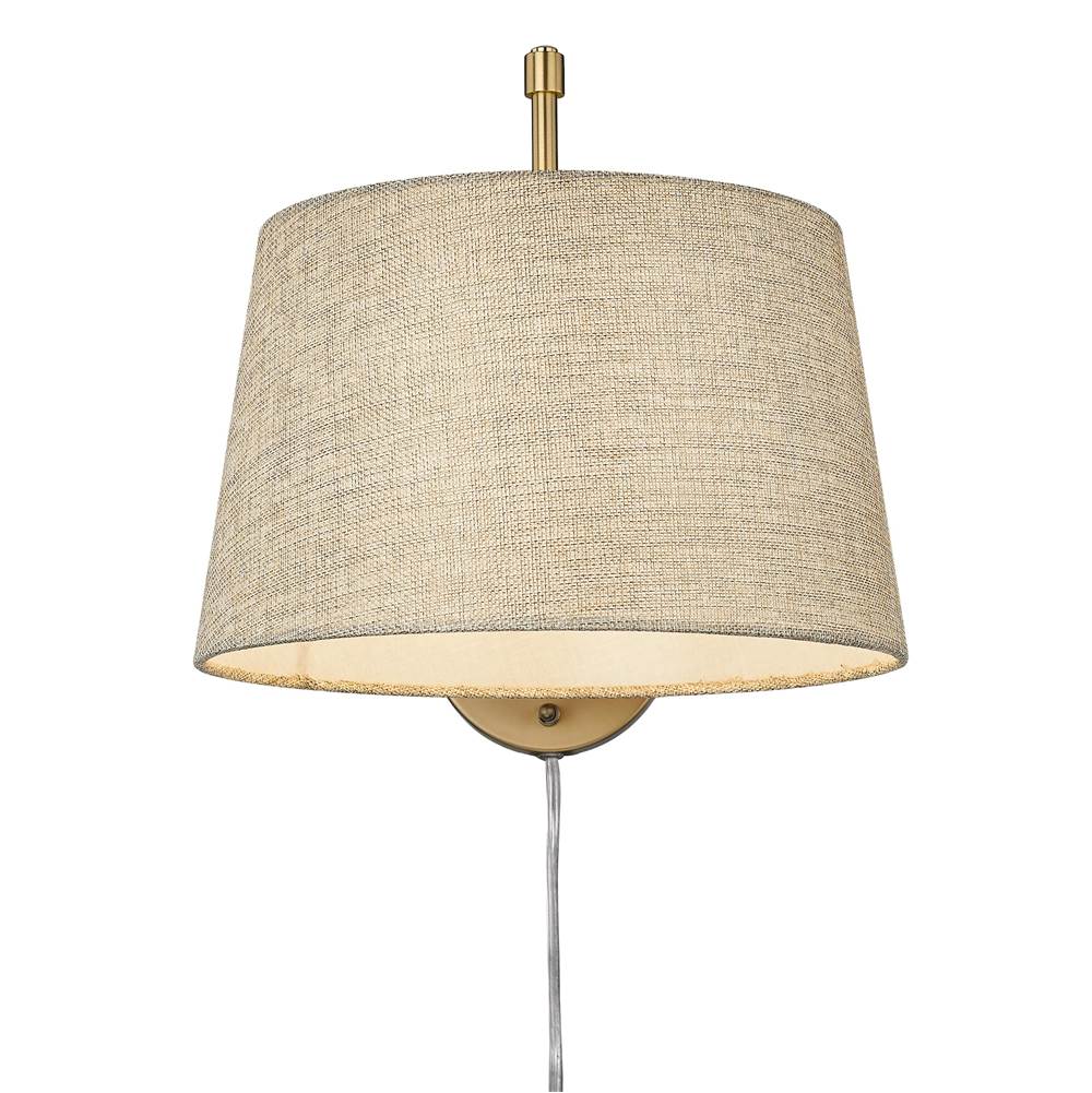 Golden Lighting Ryleigh Wry Lighting Ryleigh 1-light Swing Arm In Brushed Champagne Brass And Natural Sisal Shade
