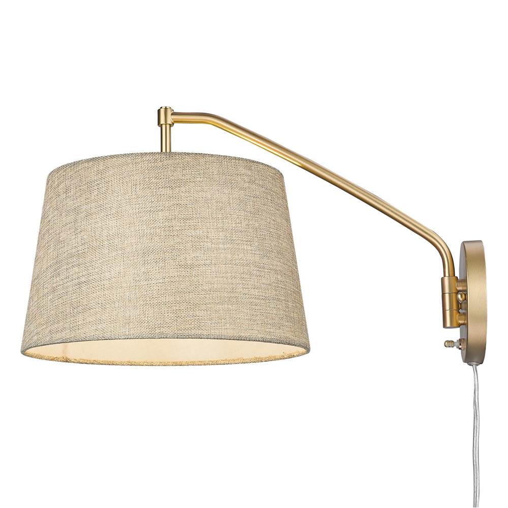 Golden Lighting 3694-A1W BCB-NS Brushed Champagne Brass Wry Lighting Ryleigh 1-light Swing Arm In Brushed Champagne Brass And Natural Sisal Shade Image 4
