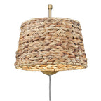 Golden Lighting Ryleigh Wry Lighting Ryleigh 1-light Swing Arm In Brushed Champagne Brass And Woven Sweet Grass