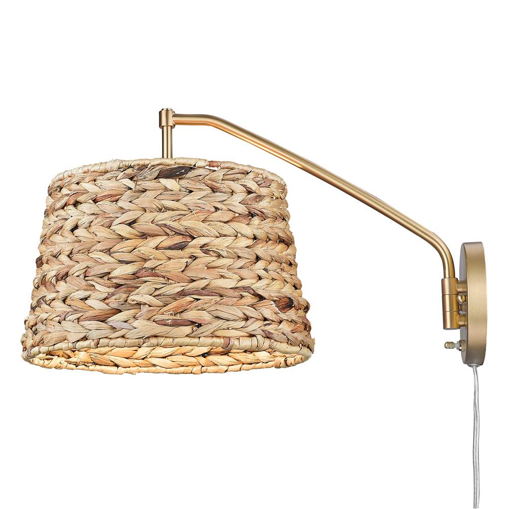 Golden Lighting 3694-A1W BCB-WSG Brushed Champagne Brass Wry Lighting Ryleigh 1-light Swing Arm In Brushed Champagne Brass And Woven Sweet Grass Image 4