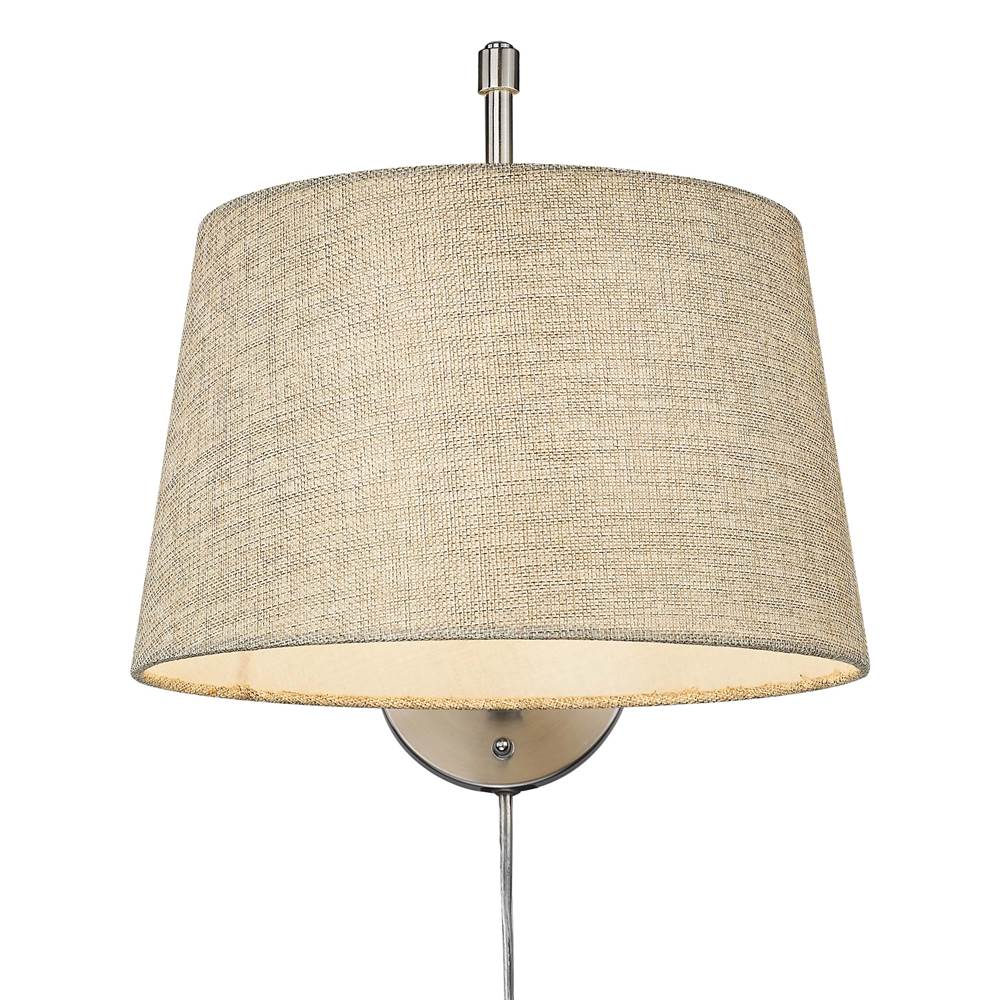 Golden Lighting Ryleigh Wry Lighting Ryleigh 1-light Swing Arm In Brushed Champagne Brass And Natural Sisal Shade