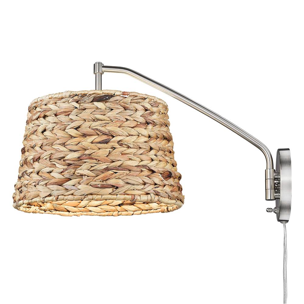 Golden Lighting 3694-A1W PW-WSG Pewter Wry Lighting Ryleigh 1-light Swing Arm Wall Lamp In Pewter And Woven Sweet Grass Shade Image 4