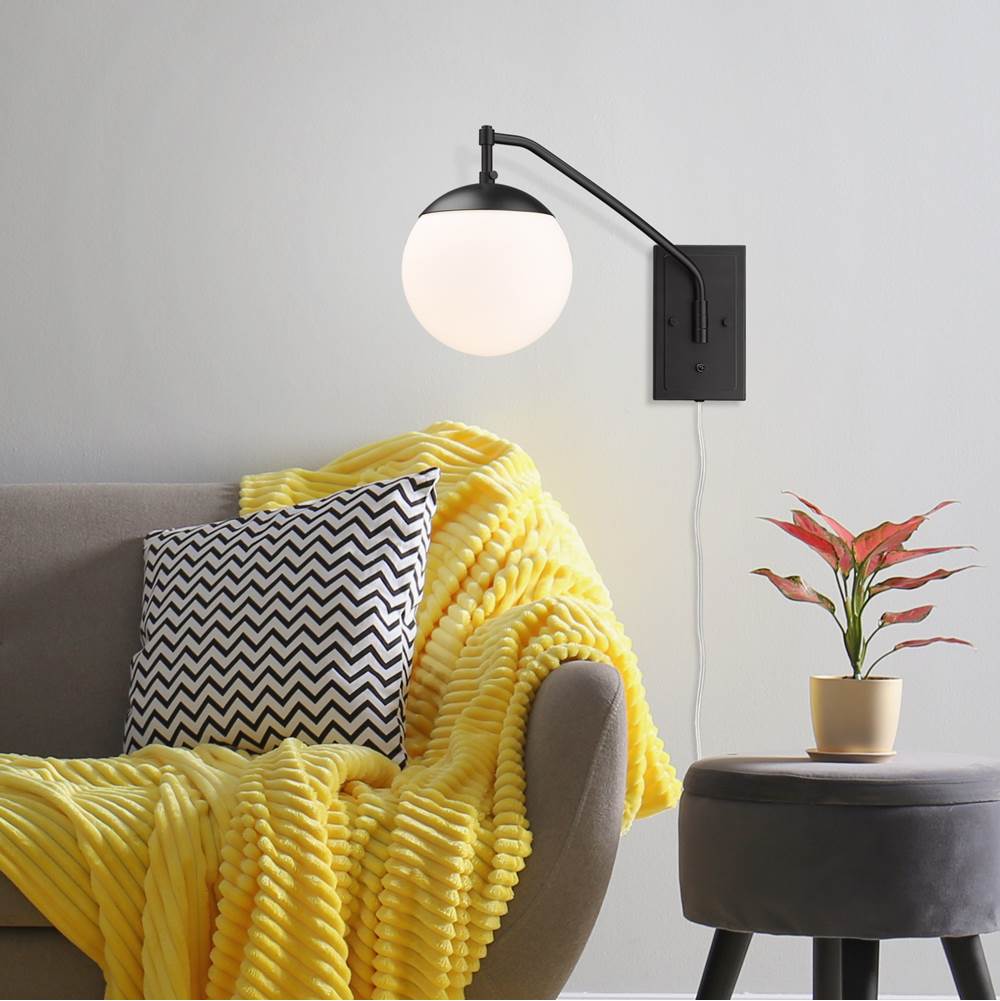 Golden Lighting 3699-A1W BLK-OP Matte Black Golden Lighting Glenn 1-light Swing Arm Wall Lamp In Matte Black Image 2