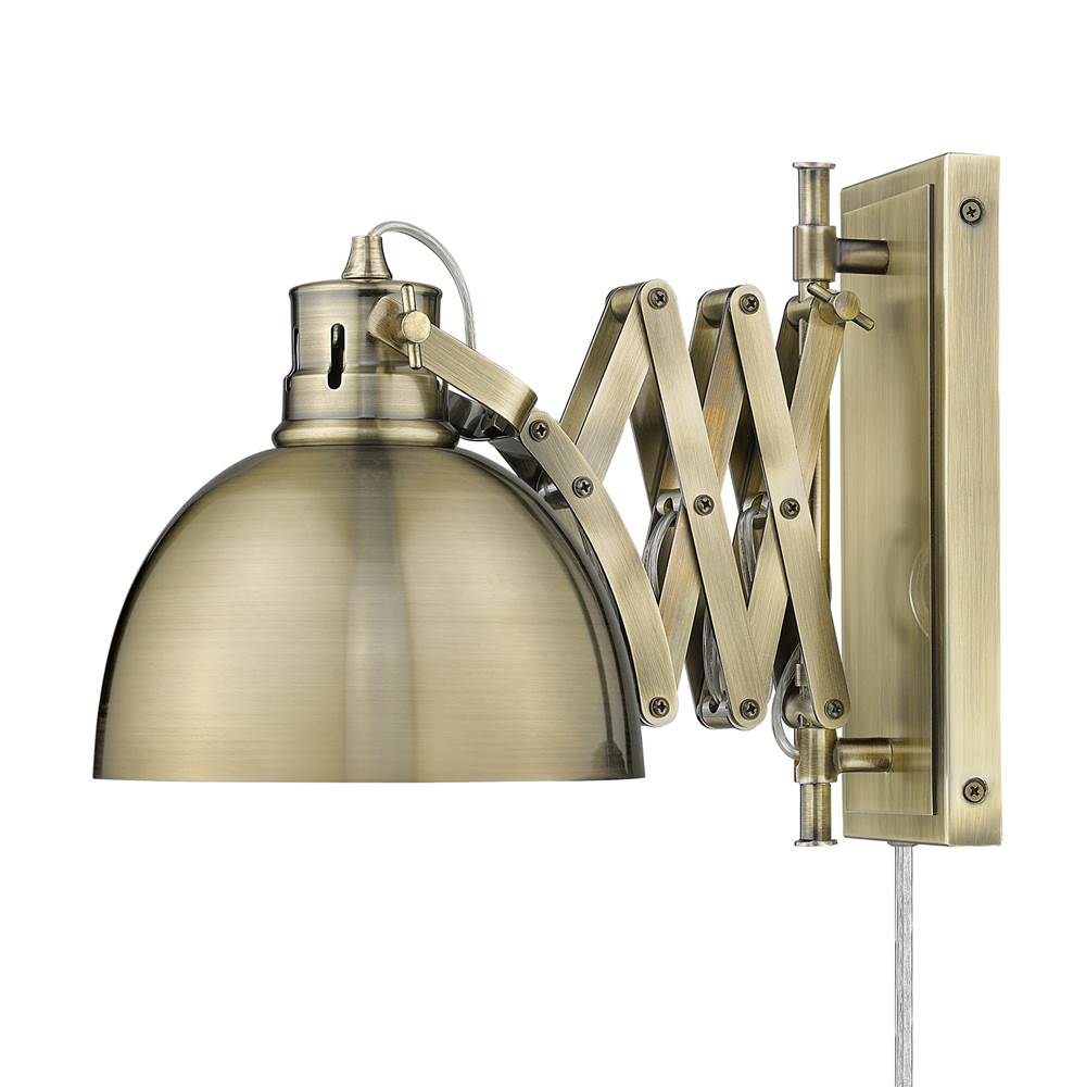 Golden Lighting 3824-A1W AB-AB Aged Brass Wry Lighting Hawthorn 1-light Swing Arm Wall Lamp In Aged Brass Image 4