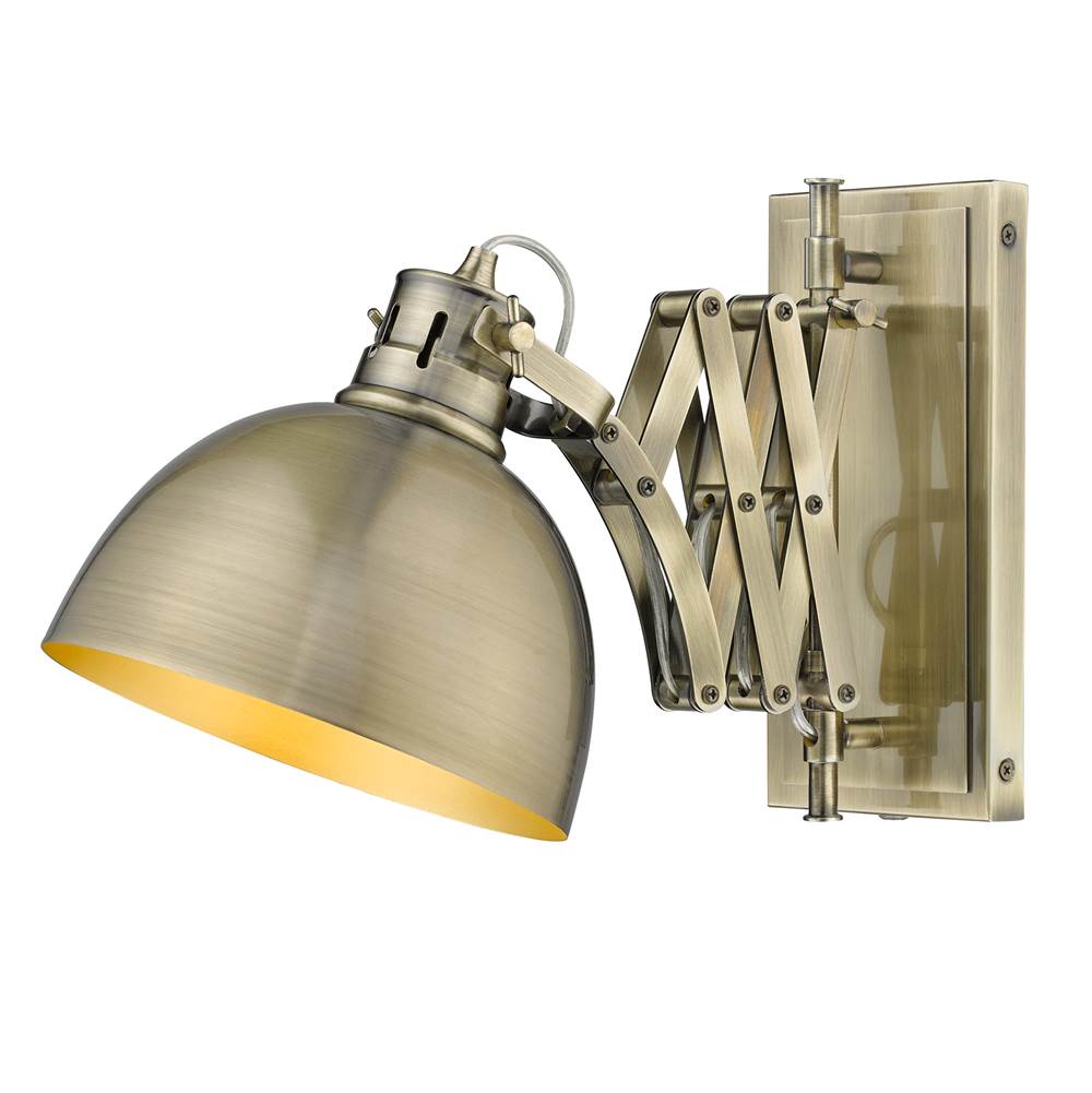 Golden Lighting 3824-A1W AB-AB Aged Brass Wry Lighting Hawthorn 1-light Swing Arm Wall Lamp In Aged Brass Image 3