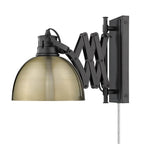 Golden Lighting 3824-A1W BLK-AB Matte Black Wry Lighting Hawthorn 1-light Swing Arm Wall Lamp In Matte Black And Aged Brass Shade Image 4