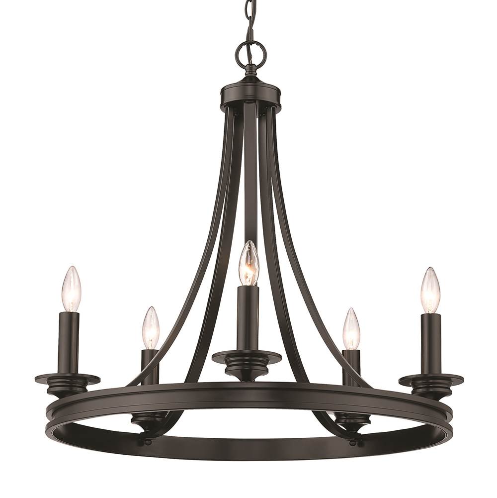 Golden Lighting 3863-5 BLK Matte Black Golden Lighting Saldano 5-light Chandelier In Matte Black Image 1