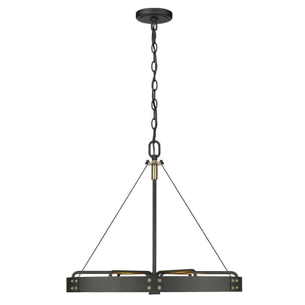 Golden Lighting Vaughn Golden Lighting Vaughn 6-light Pendant In Natural Black And Aged Brass Accents