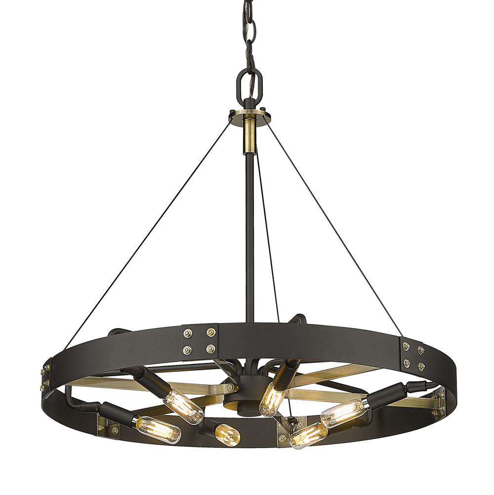 Golden Lighting 3866-M NB-AB Natural Black Golden Lighting Vaughn 6-light Pendant In Natural Black And Aged Brass Accents Image 9