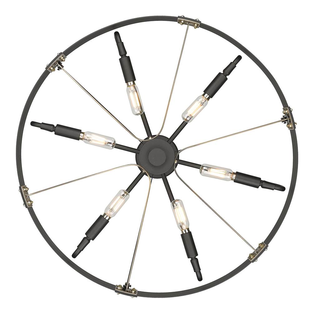 Golden Lighting 3866-M NB-AB Natural Black Golden Lighting Vaughn 6-light Pendant In Natural Black And Aged Brass Accents Image 7