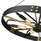 Golden Lighting 3866-M NB-AB Natural Black Golden Lighting Vaughn 6-light Pendant In Natural Black And Aged Brass Accents Image 6