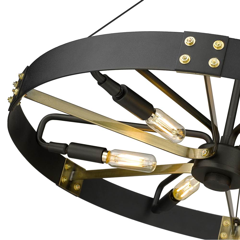 Golden Lighting 3866-M NB-AB Natural Black Golden Lighting Vaughn 6-light Pendant In Natural Black And Aged Brass Accents Image 6