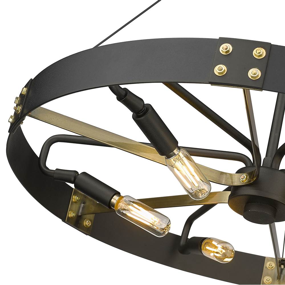 Golden Lighting 3866-M NB-AB Natural Black Golden Lighting Vaughn 6-light Pendant In Natural Black And Aged Brass Accents Image 5