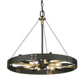 Golden Lighting 3866-M NB-AB Natural Black Golden Lighting Vaughn 6-light Pendant In Natural Black And Aged Brass Accents Image 1
