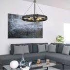Golden Lighting 3866-M NB-AB Natural Black Golden Lighting Vaughn 6-light Pendant In Natural Black And Aged Brass Accents Image 4