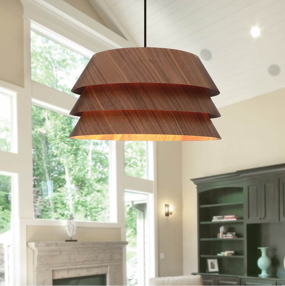 Golden Lighting 3990-13 DWA Dark Walnut Golden Lighting Aalto 1-light 6'' Pendant In Dark Walnut Image 3