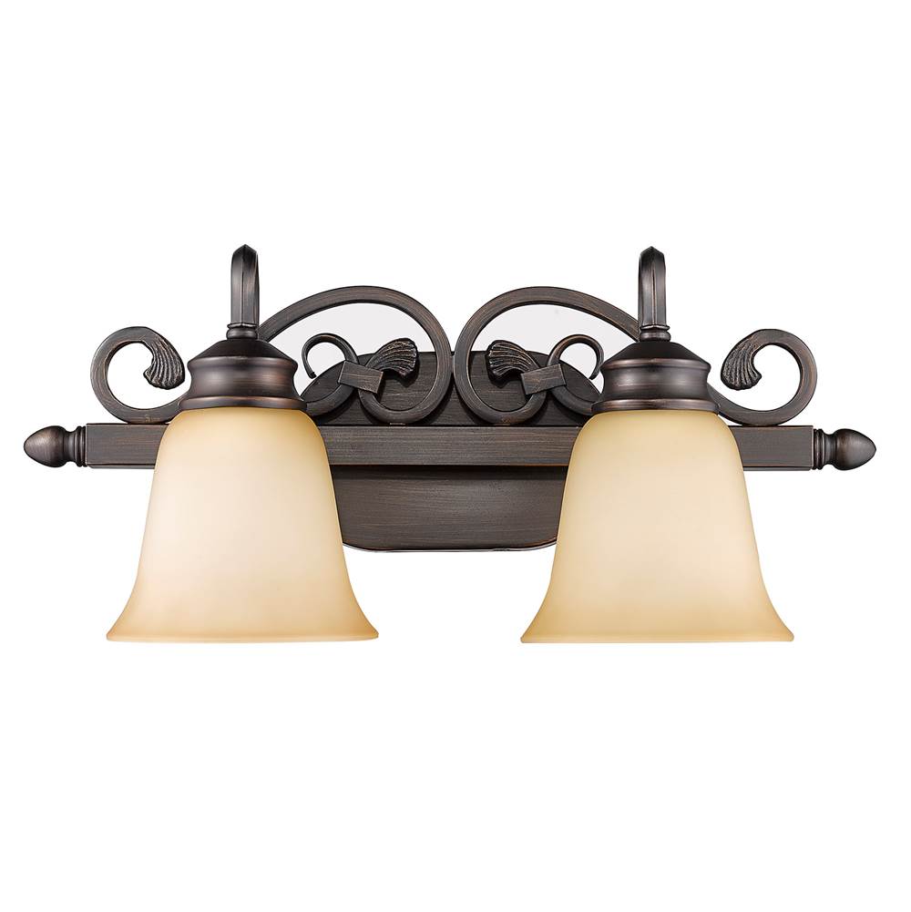 Golden Lighting 4074-2 RBZ Rubbed Bronze Wry Lighting Belle Meade 2-light Vanity In Rubbed Bronze Image 2