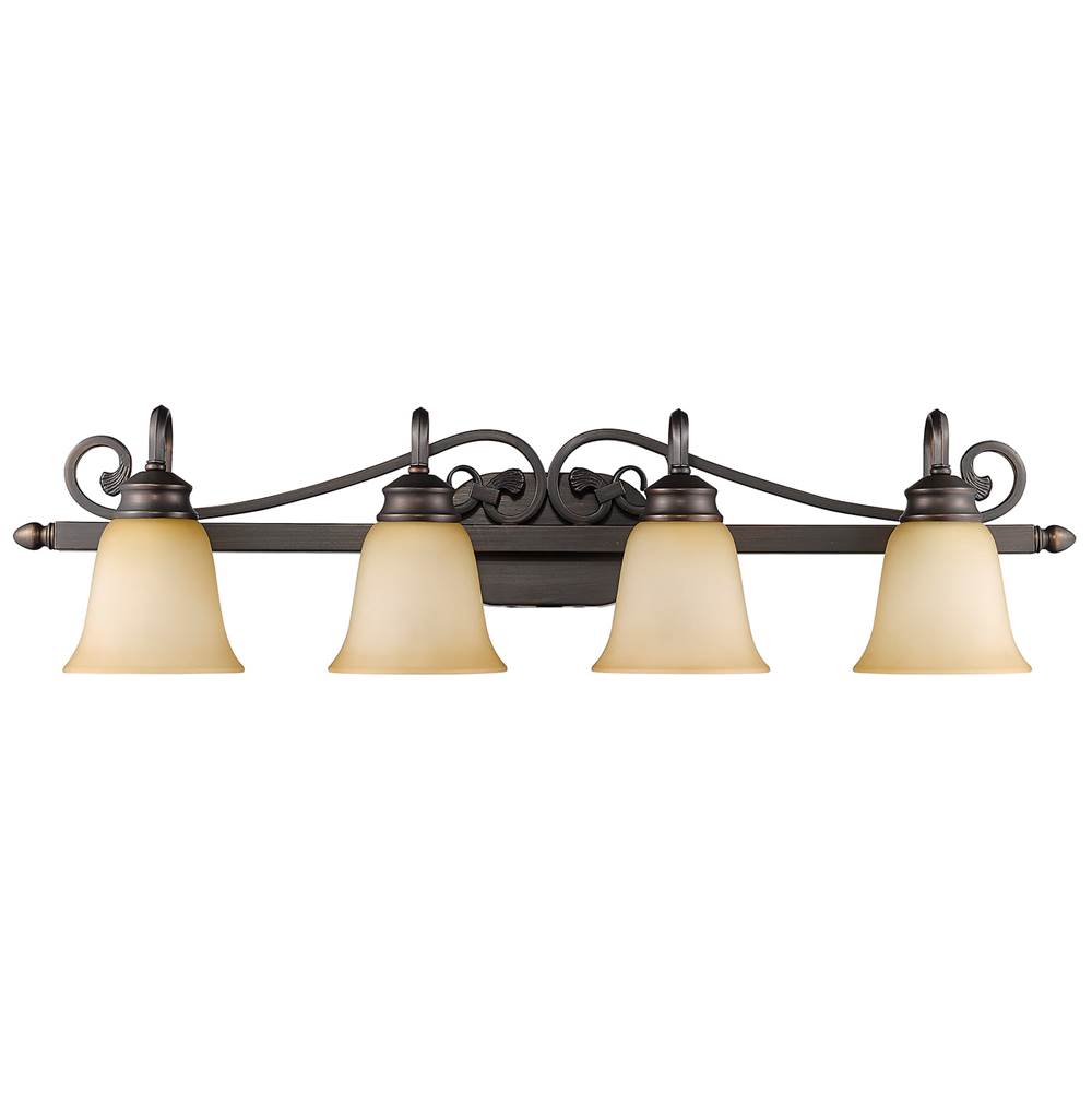 Golden Lighting 4074-4 RBZ Rubbed Bronze Wry Lighting Belle Meade 4-light Vanity In Rubbed Bronze Image 4