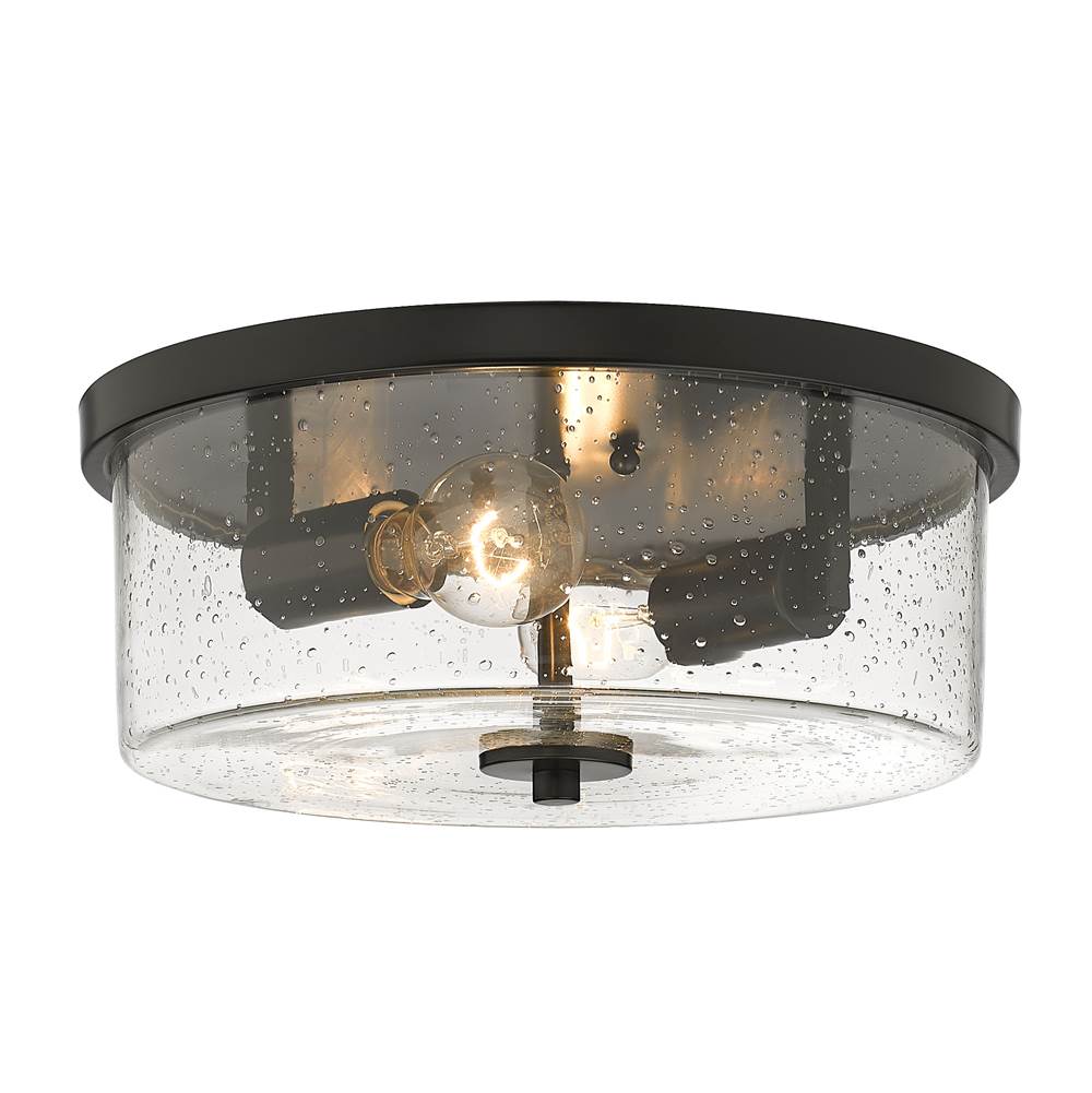 Golden Lighting 4307-FM BLK-SD Matte Black Wry Lighting Rayne 2-light Flush Mount In Matte Black Image 1
