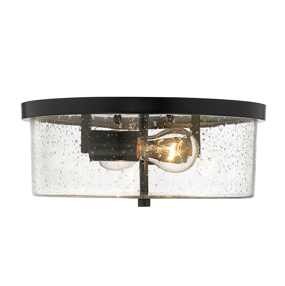 Golden Lighting Rayne Wry Lighting Rayne 2-light Flush Mount In Matte Black