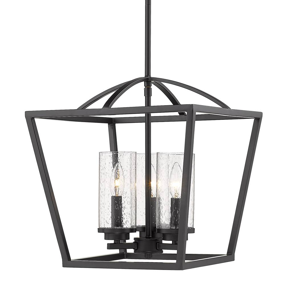 Golden Lighting 4309-3P BLK-BLK-SD Matte Black Golden Lighting Mercer 3-light Pendant In Matte Black Image 1