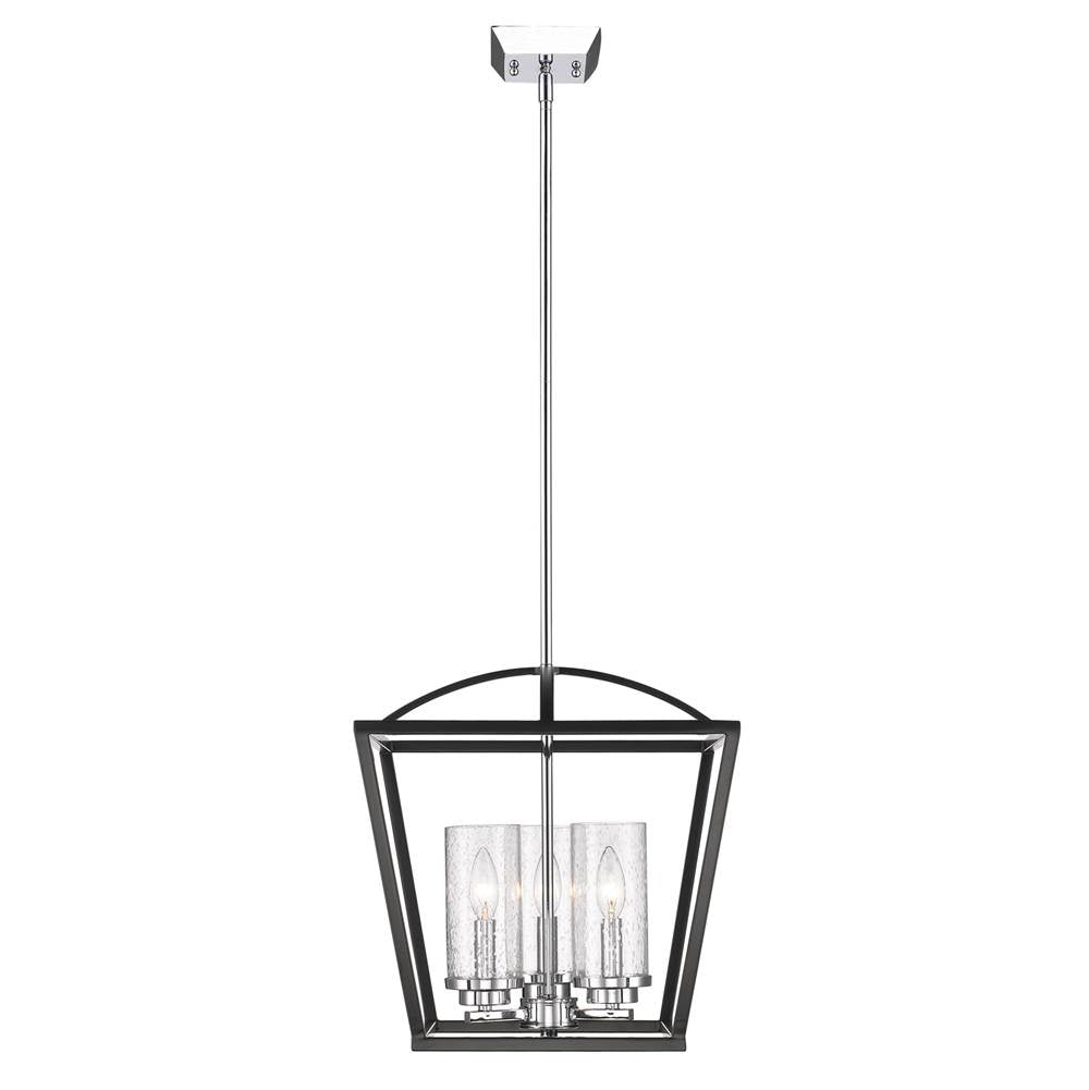 Golden Lighting 4309-3P BLK-SD Matte Black Golden Lighting Mercer 3-light Pendant In Matte Black And Chrome Accents Image 1