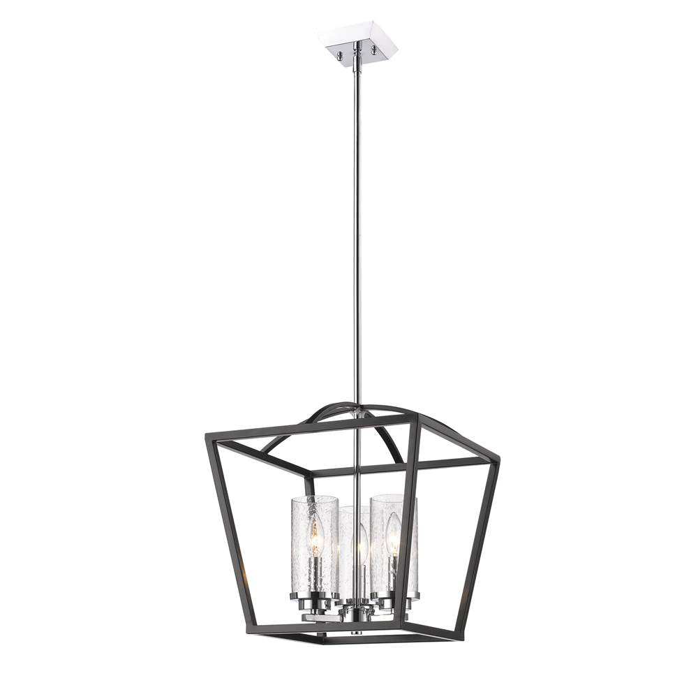 Golden Lighting 4309-3P BLK-SD Matte Black Golden Lighting Mercer 3-light Pendant In Matte Black And Chrome Accents Image 4