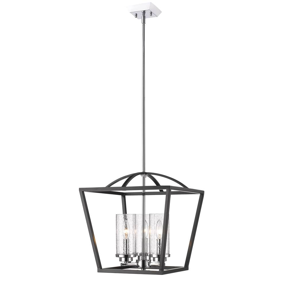 Golden Lighting 4309-3P BLK-SD Matte Black Golden Lighting Mercer 3-light Pendant In Matte Black And Chrome Accents Image 3