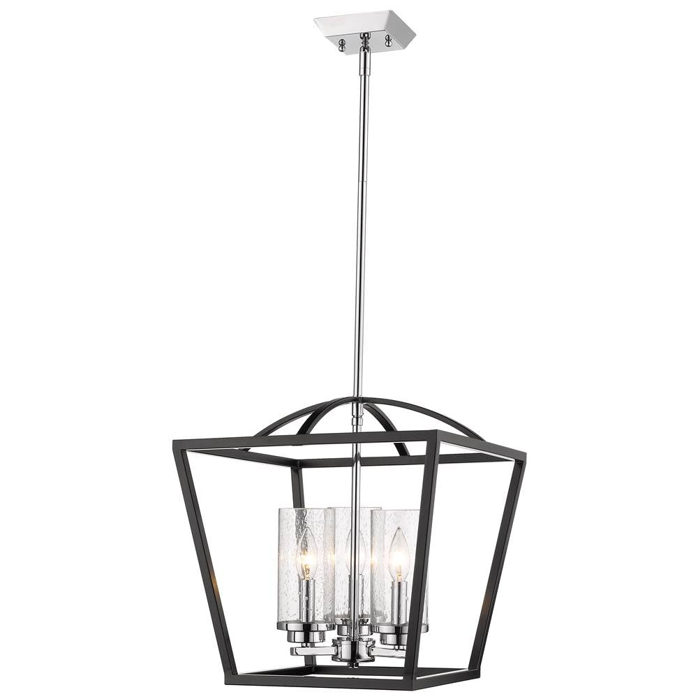 Golden Lighting 4309-3P BLK-SD Matte Black Golden Lighting Mercer 3-light Pendant In Matte Black And Chrome Accents Image 2