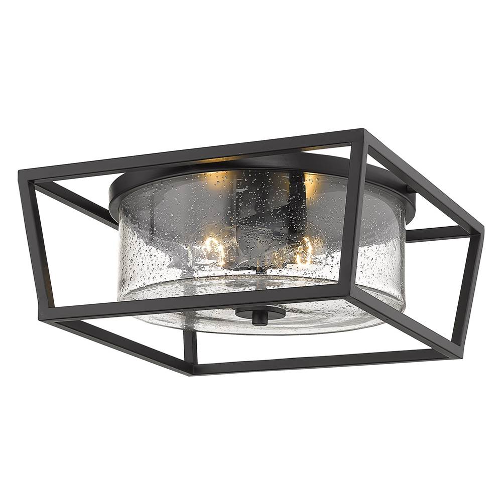 Golden Lighting 4309-FM BLK-BLK-SD Matte Black Golden Lighting Mercer 2-light Flush Mount In Matte Black Image 1