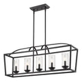 Golden Lighting 4309-LP BLK-BLK-SD Matte Black Golden Lighting Mercer 5-light Island Light In Matte Black And Seeded Glass Image 1