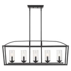 Golden Lighting Mercer Golden Lighting Mercer 5-light Island Light In Matte Black And Seeded Glass