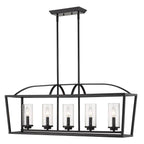 Golden Lighting 4309-LP BLK-BLK-SD Matte Black Golden Lighting Mercer 5-light Island Light In Matte Black And Seeded Glass Image 3