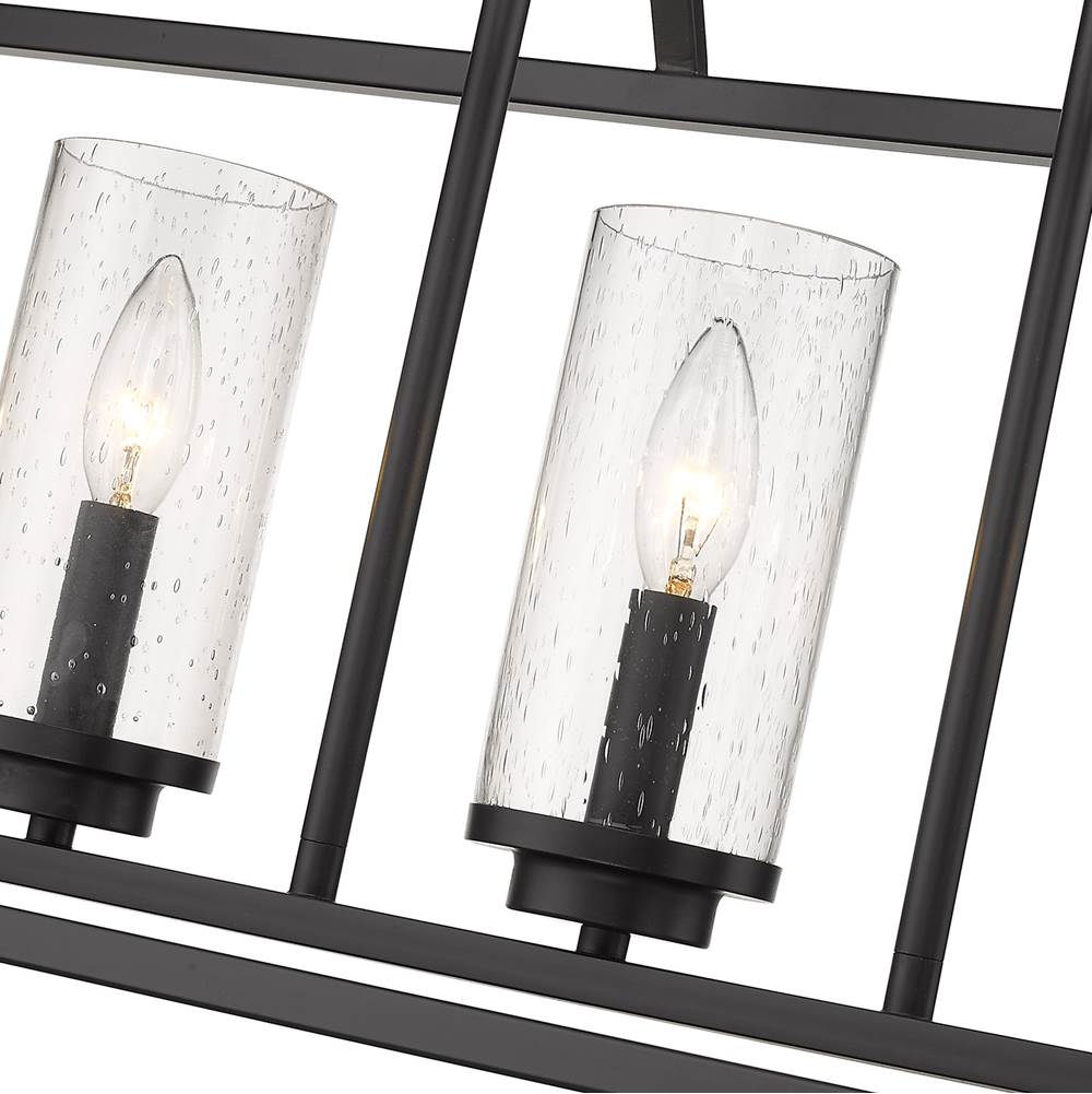Golden Lighting 4309-LP BLK-BLK-SD Matte Black Golden Lighting Mercer 5-light Island Light In Matte Black And Seeded Glass Image 2