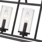 Golden Lighting 4309-LP BLK-BLK-SD Matte Black Golden Lighting Mercer 5-light Island Light In Matte Black And Seeded Glass Image 2