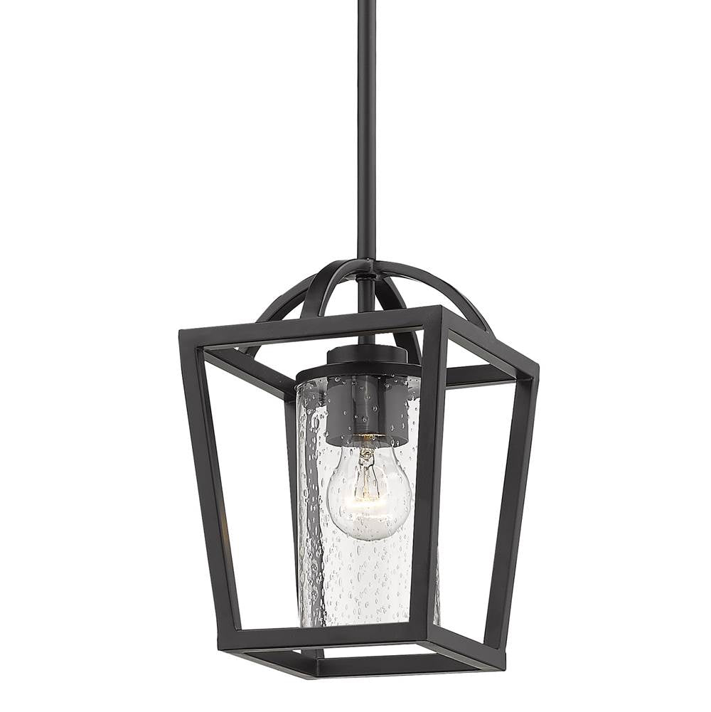Golden Lighting 4309-M1L BLK-BLK-SD Matte Black Golden Lighting Mercer 1-light Pendant In Matte Black Image 1