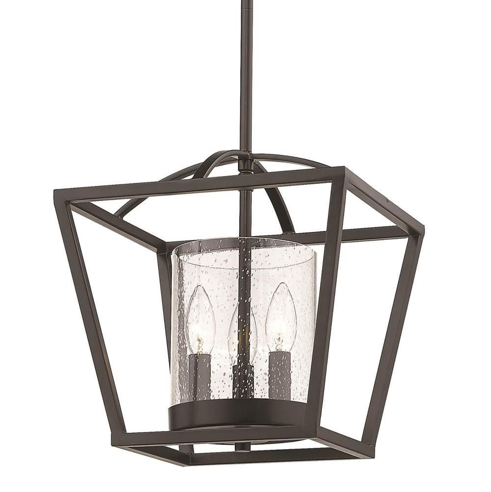 Golden Lighting 4309-M3 BLK-BLK-SD Matte Black Golden Lighting Mercer 3-light Chandelier In Matte Black Image 1
