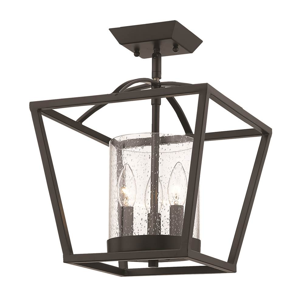 Golden Lighting 4309-M3 BLK-BLK-SD Matte Black Golden Lighting Mercer 3-light Chandelier In Matte Black Image 3