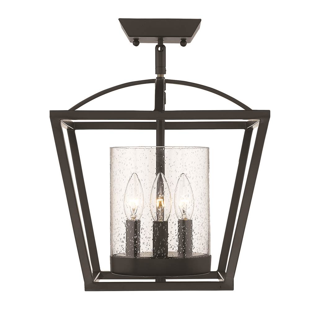 Golden Lighting 4309-M3 BLK-BLK-SD Matte Black Golden Lighting Mercer 3-light Chandelier In Matte Black Image 2