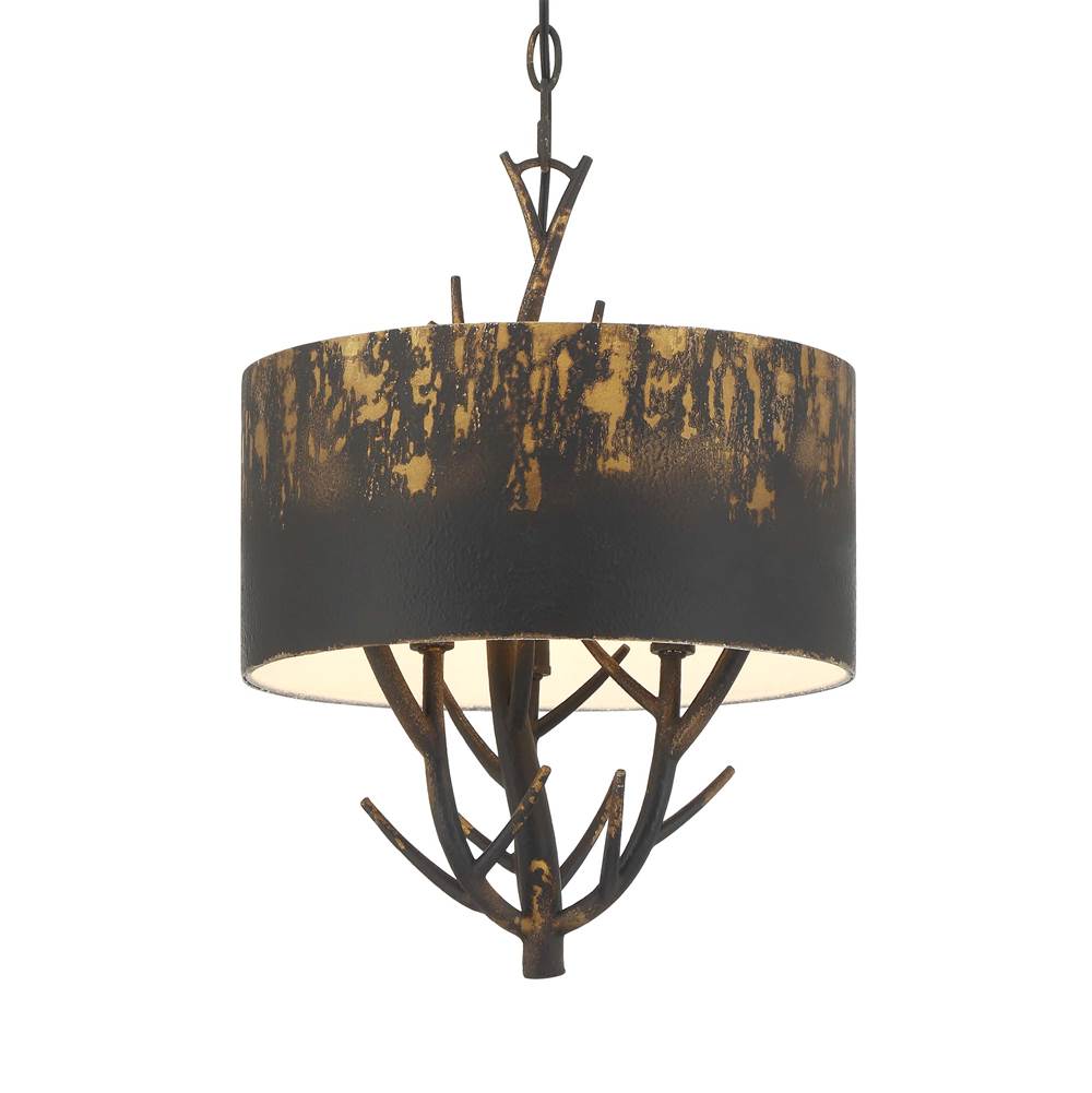 Golden Lighting 4500-3P ABI Antique Black Iron Wry Lighting Arboreal 3-light Pendant In Antique Black Iron Image 1