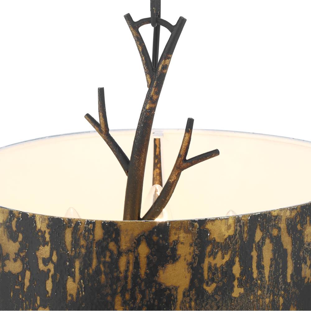 Golden Lighting 4500-3P ABI Antique Black Iron Wry Lighting Arboreal 3-light Pendant In Antique Black Iron Image 5