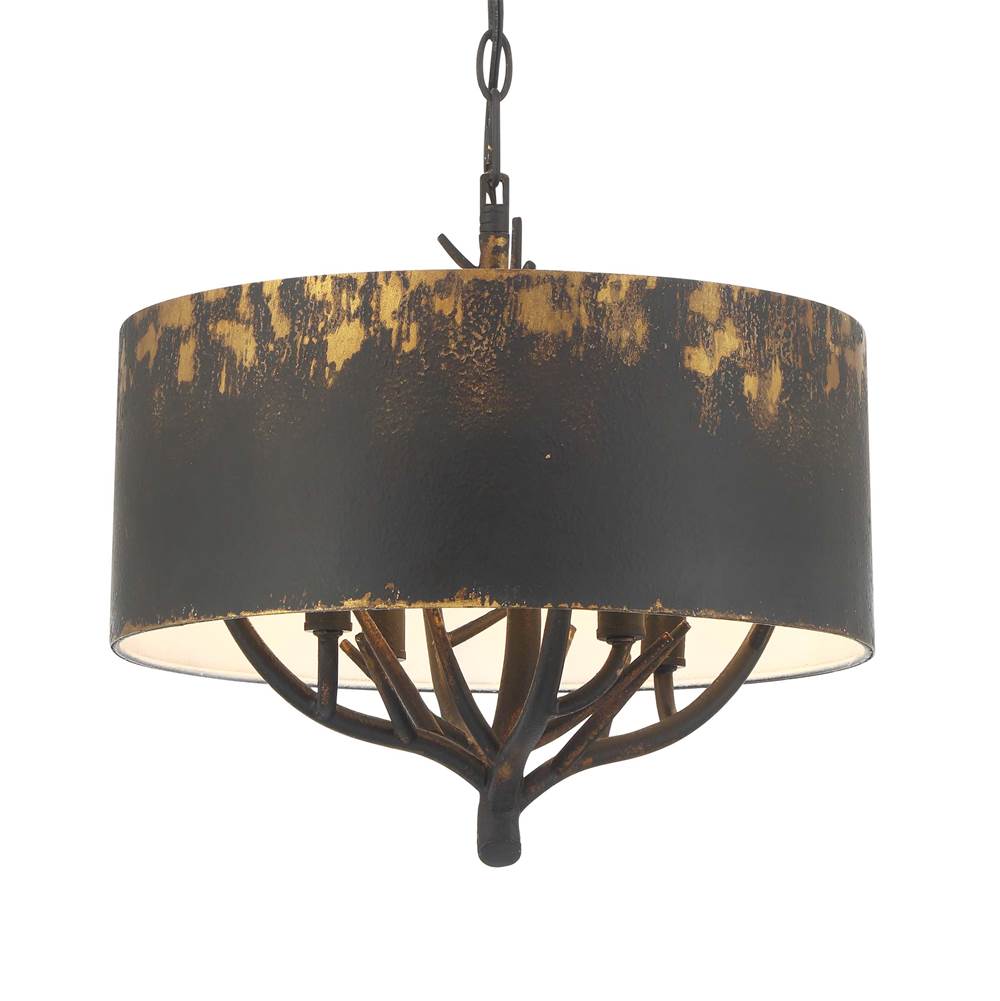 Golden Lighting 4500-4P ABI Antique Black Iron Wry Lighting Arboreal 4-light Pendant In Antique Black Iron Image 1