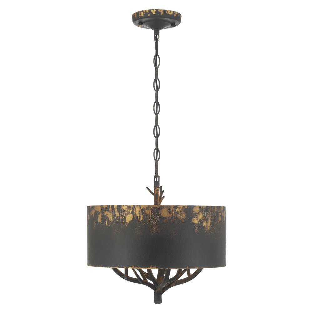 Golden Lighting Arboreal Wry Lighting Arboreal 4-light Pendant In Antique Black Iron
