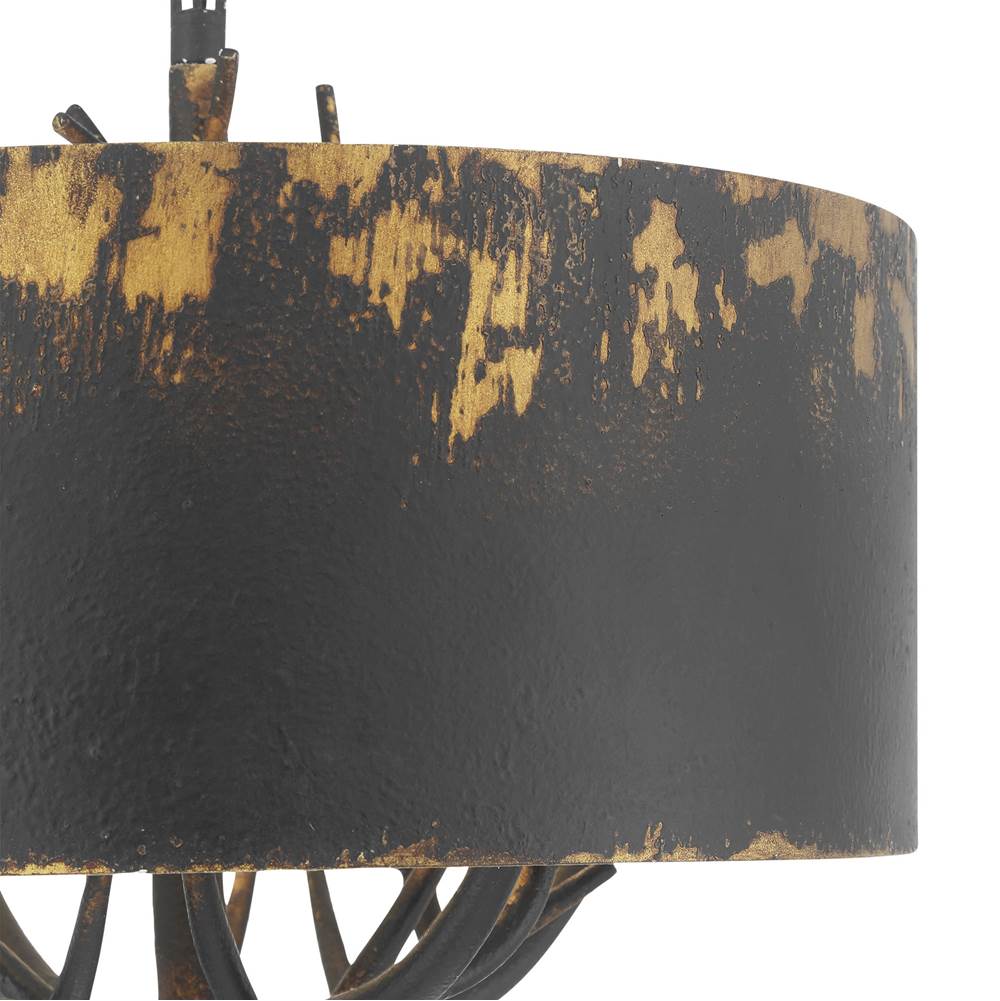 Golden Lighting 4500-4P ABI Antique Black Iron Wry Lighting Arboreal 4-light Pendant In Antique Black Iron Image 4
